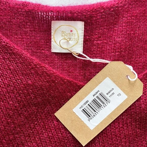 NWT DES PETITS HAUTS ANAHI RASPBERRY METALLIC SUPERKID MOHAIR SILK BLEND SWEATER - Picture 6 of 10
